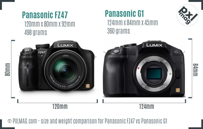Panasonic FZ47 vs Panasonic G1 size comparison