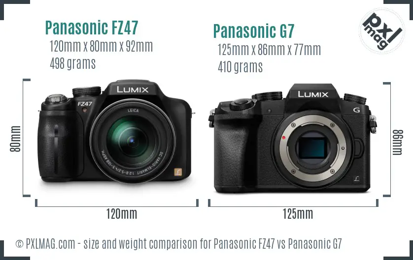 Panasonic FZ47 vs Panasonic G7 size comparison