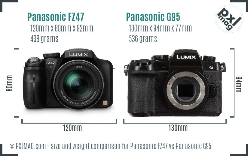 Panasonic FZ47 vs Panasonic G95 size comparison