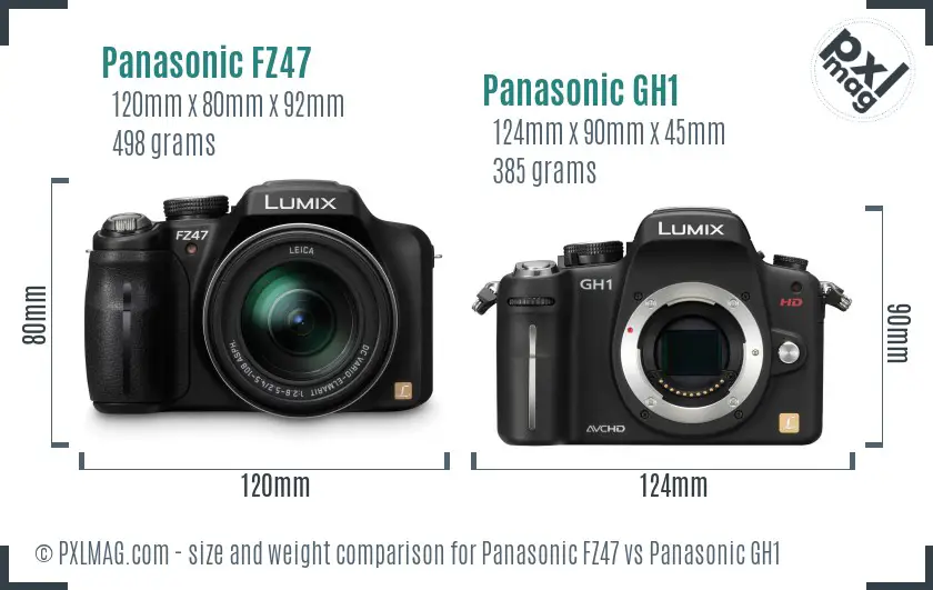 Panasonic FZ47 vs Panasonic GH1 size comparison