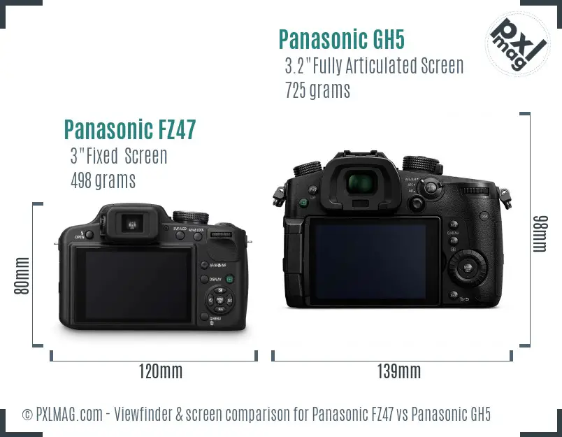 Panasonic FZ47 vs Panasonic GH5 Screen and Viewfinder comparison