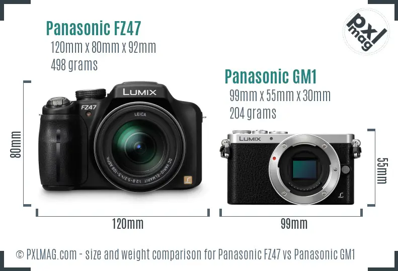 Panasonic FZ47 vs Panasonic GM1 size comparison
