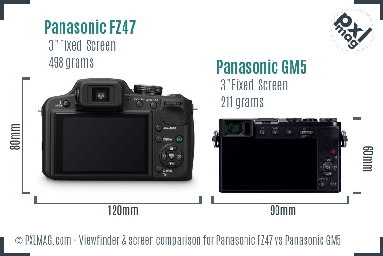 Panasonic FZ47 vs Panasonic GM5 Screen and Viewfinder comparison