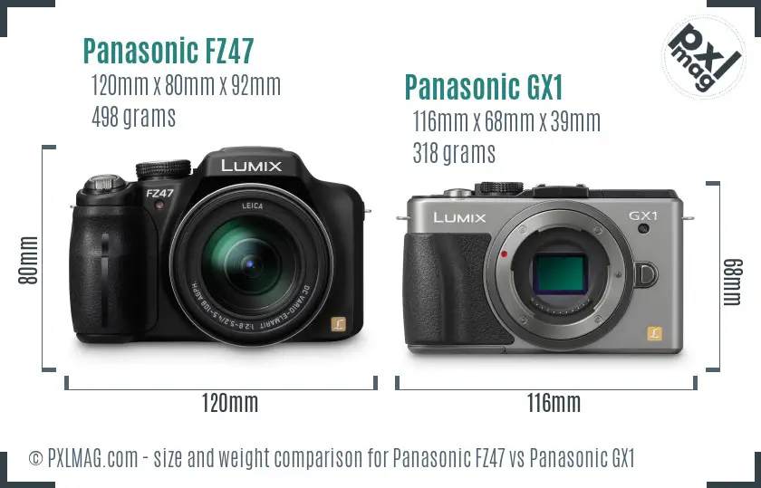 Panasonic FZ47 vs Panasonic GX1 size comparison