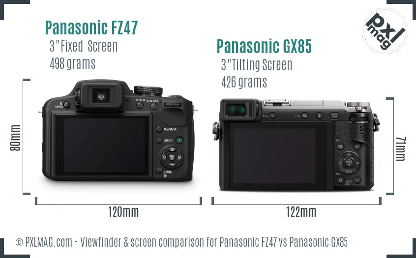 Panasonic FZ47 vs Panasonic GX85 Screen and Viewfinder comparison