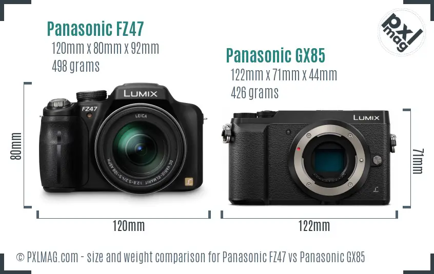 Panasonic FZ47 vs Panasonic GX85 size comparison