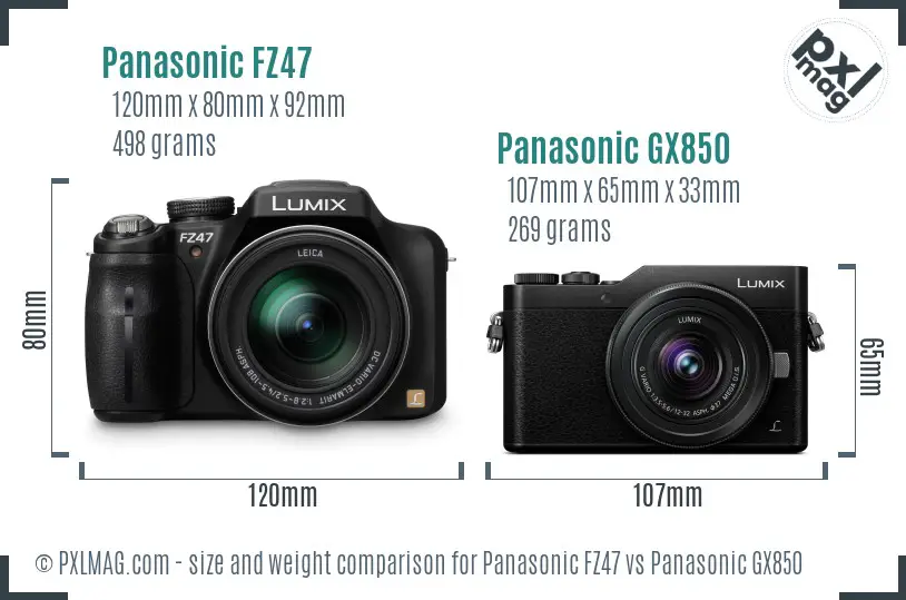 Panasonic FZ47 vs Panasonic GX850 size comparison