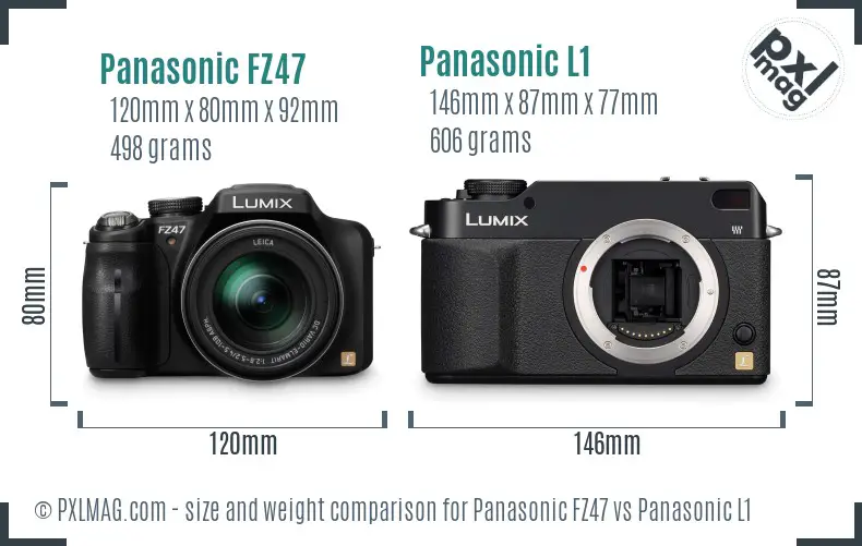 Panasonic FZ47 vs Panasonic L1 size comparison
