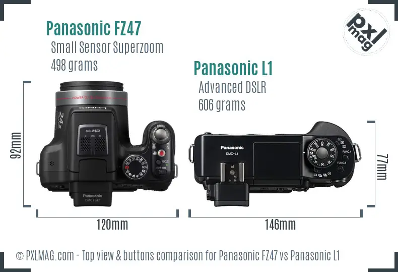 Panasonic FZ47 vs Panasonic L1 top view buttons comparison