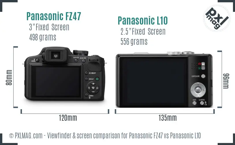 Panasonic FZ47 vs Panasonic L10 Screen and Viewfinder comparison