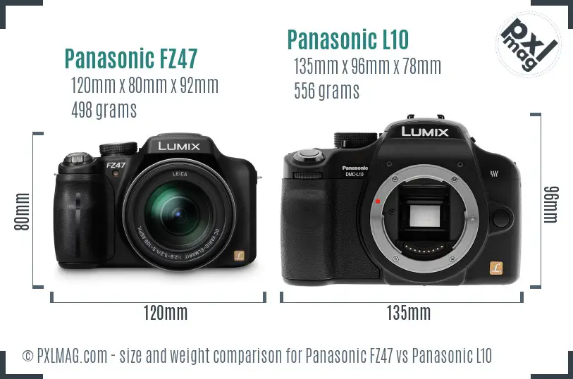 Panasonic FZ47 vs Panasonic L10 size comparison