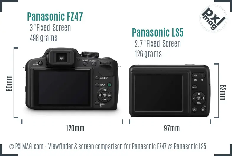 Panasonic FZ47 vs Panasonic LS5 Screen and Viewfinder comparison
