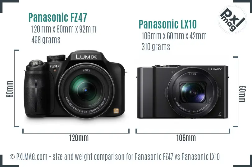 Panasonic FZ47 vs Panasonic LX10 size comparison