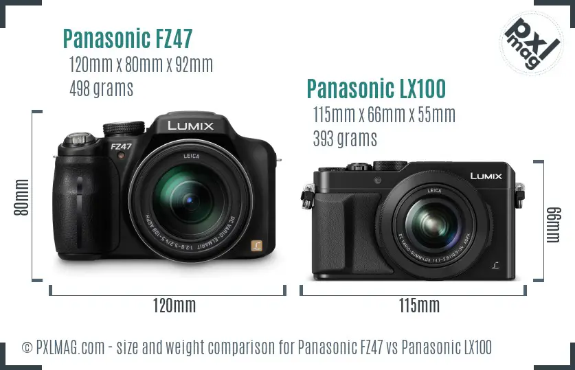 Panasonic FZ47 vs Panasonic LX100 size comparison