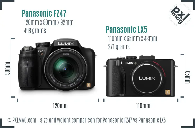 Panasonic FZ47 vs Panasonic LX5 size comparison