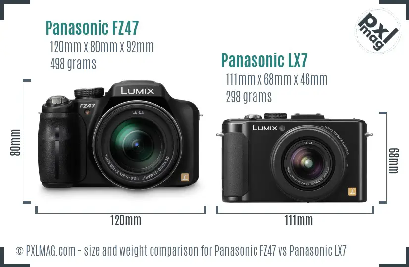 Panasonic FZ47 vs Panasonic LX7 size comparison