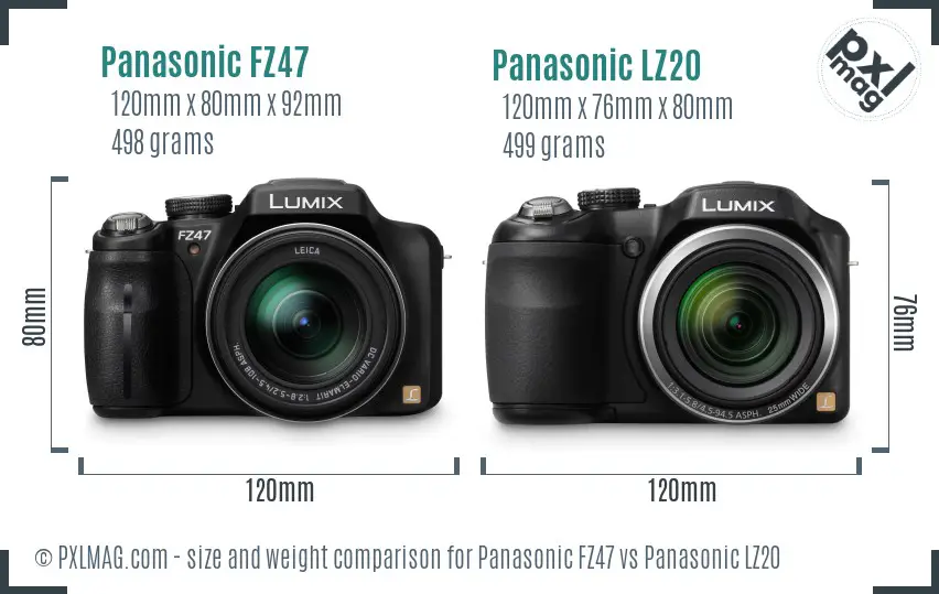Panasonic FZ47 vs Panasonic LZ20 size comparison