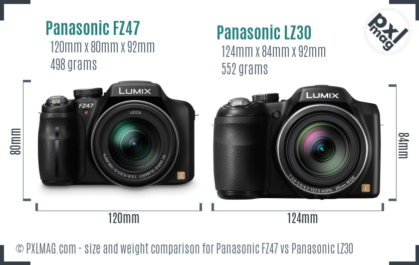 Panasonic FZ47 vs Panasonic LZ30 size comparison