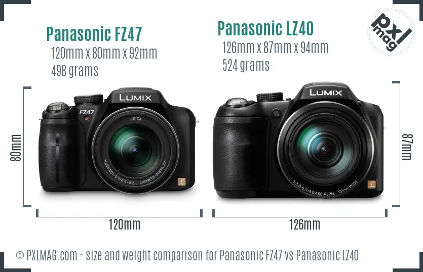 Panasonic FZ47 vs Panasonic LZ40 size comparison