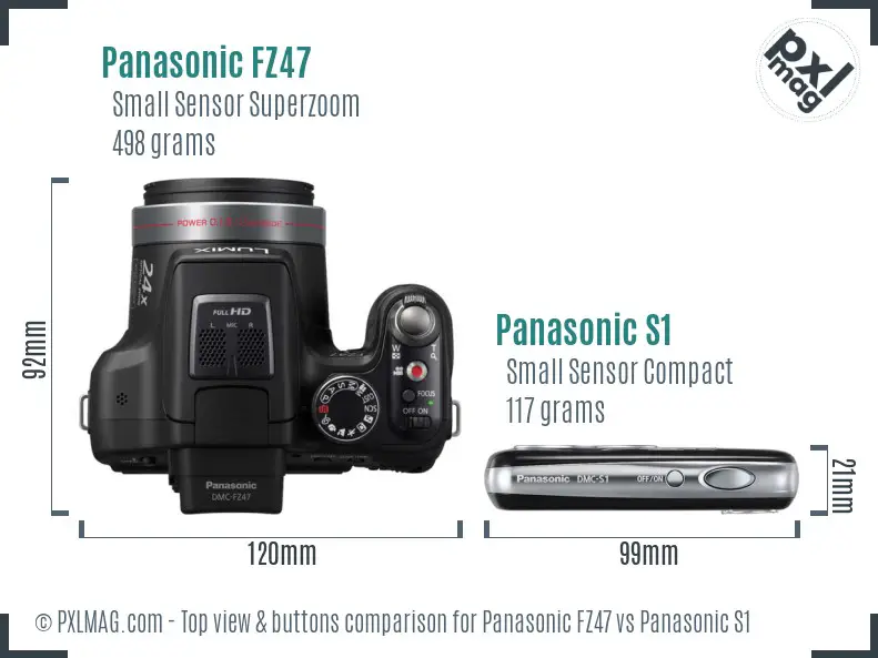 Panasonic FZ47 vs Panasonic S1 top view buttons comparison