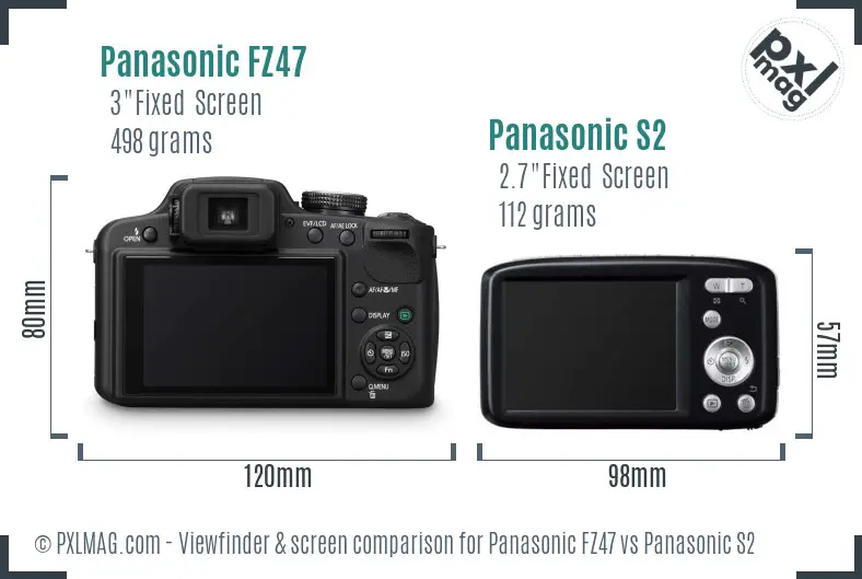 Panasonic FZ47 vs Panasonic S2 Screen and Viewfinder comparison
