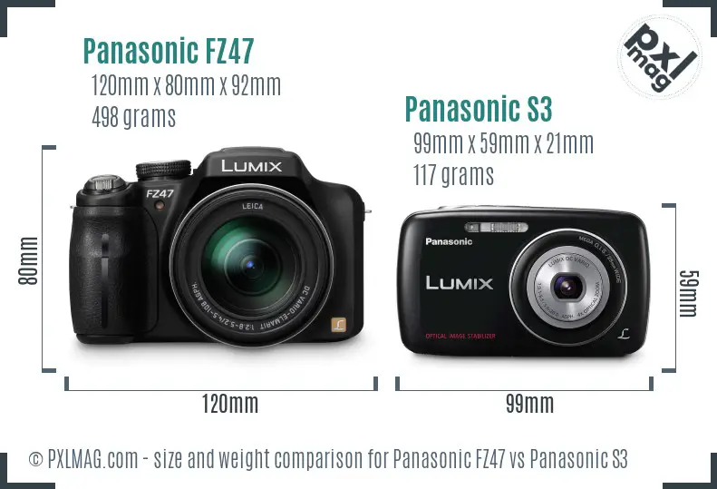Panasonic FZ47 vs Panasonic S3 size comparison