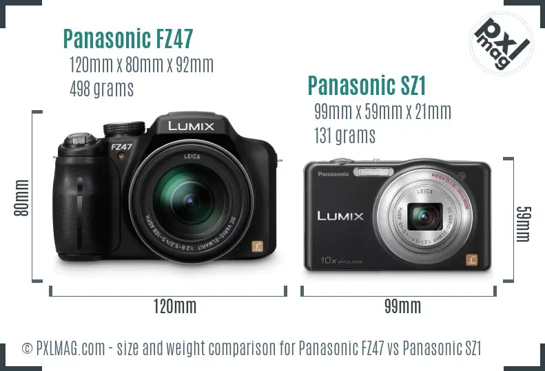 Panasonic FZ47 vs Panasonic SZ1 size comparison
