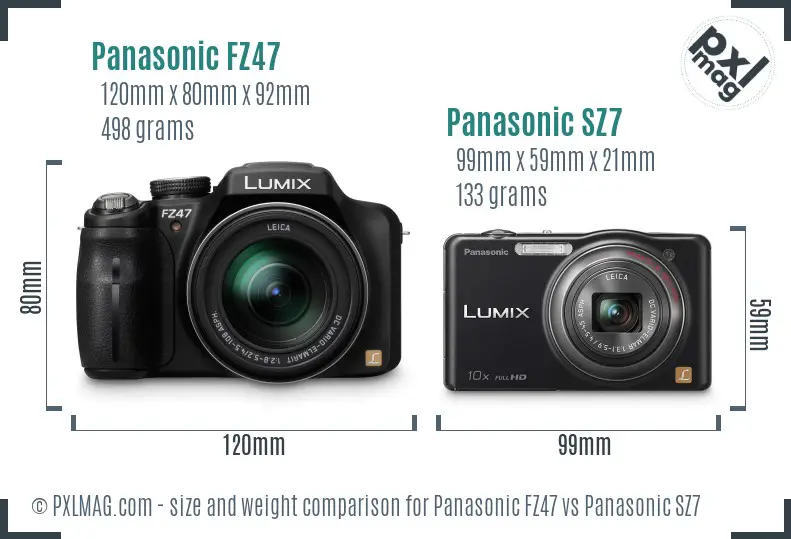 Panasonic FZ47 vs Panasonic SZ7 size comparison