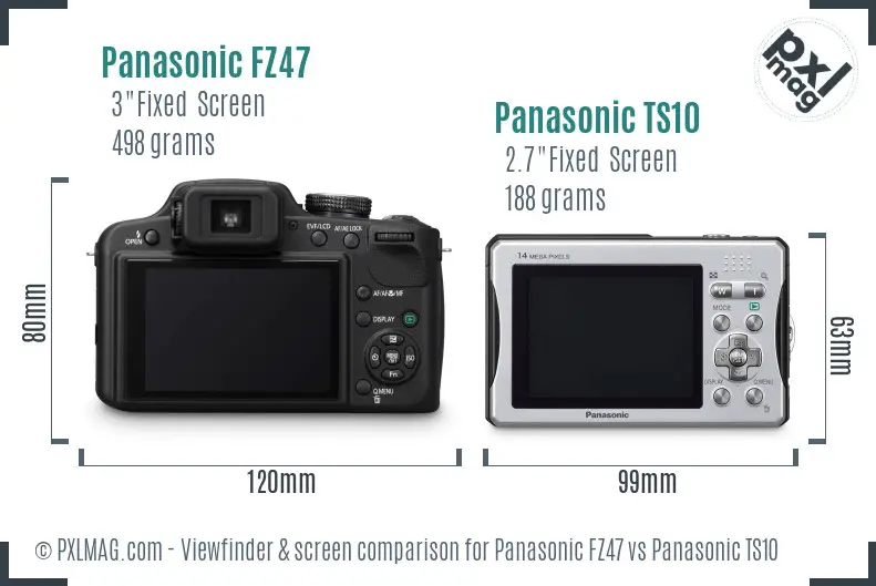 Panasonic FZ47 vs Panasonic TS10 Screen and Viewfinder comparison