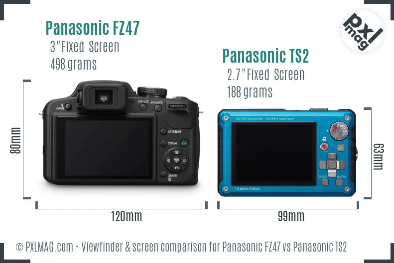 Panasonic FZ47 vs Panasonic TS2 Screen and Viewfinder comparison