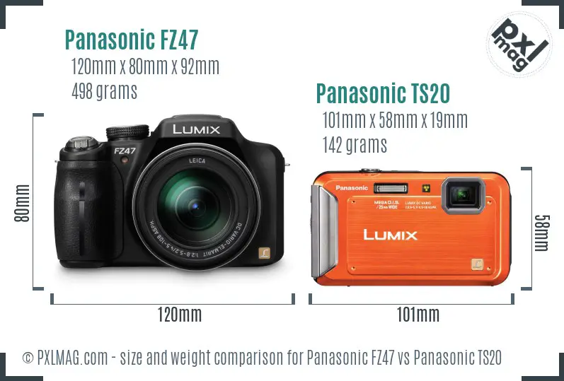 Panasonic FZ47 vs Panasonic TS20 size comparison