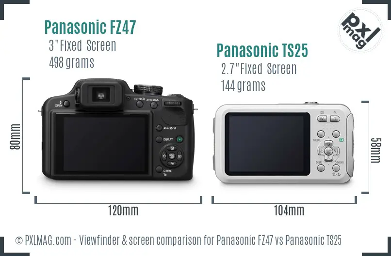 Panasonic FZ47 vs Panasonic TS25 Screen and Viewfinder comparison