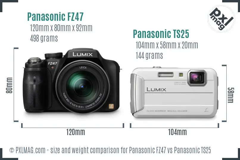 Panasonic FZ47 vs Panasonic TS25 size comparison