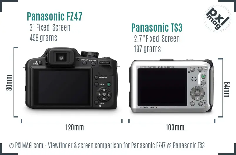 Panasonic FZ47 vs Panasonic TS3 Screen and Viewfinder comparison