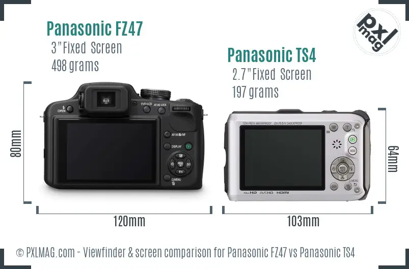 Panasonic FZ47 vs Panasonic TS4 Screen and Viewfinder comparison
