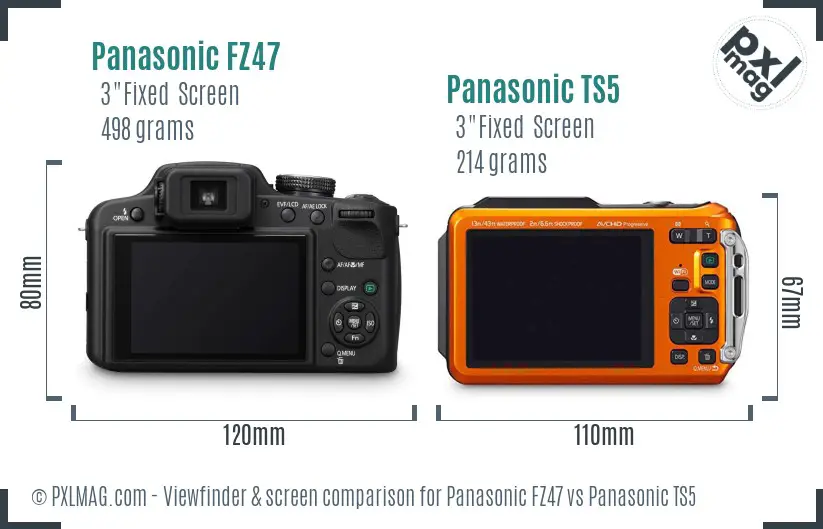 Panasonic FZ47 vs Panasonic TS5 Screen and Viewfinder comparison