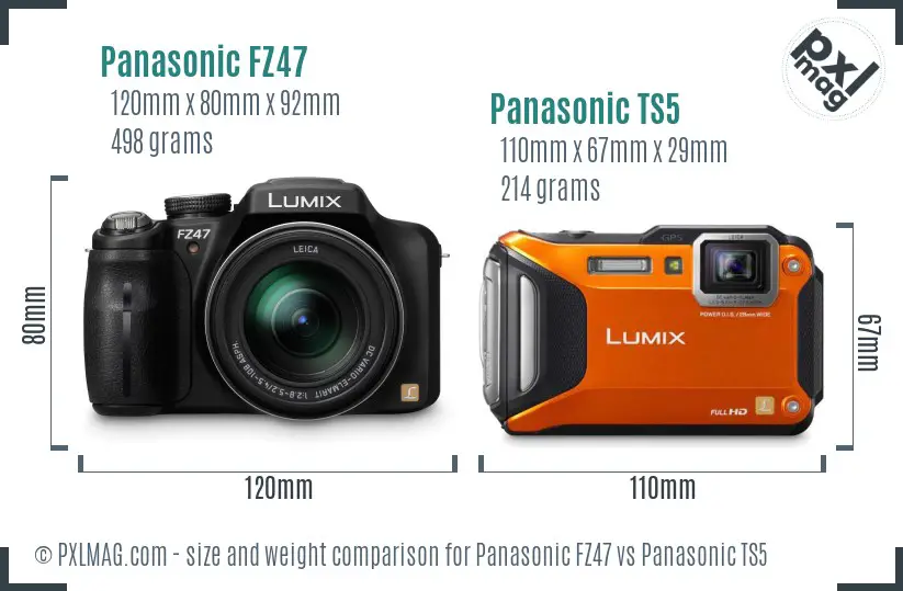 Panasonic FZ47 vs Panasonic TS5 size comparison