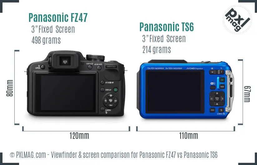 Panasonic FZ47 vs Panasonic TS6 Screen and Viewfinder comparison