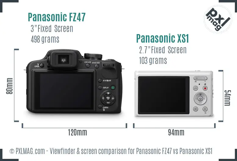 Panasonic FZ47 vs Panasonic XS1 Screen and Viewfinder comparison