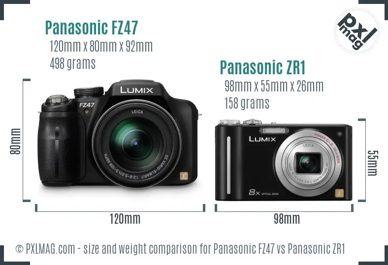 Panasonic FZ47 vs Panasonic ZR1 size comparison