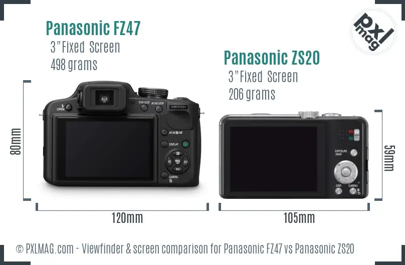 Panasonic FZ47 vs Panasonic ZS20 Screen and Viewfinder comparison