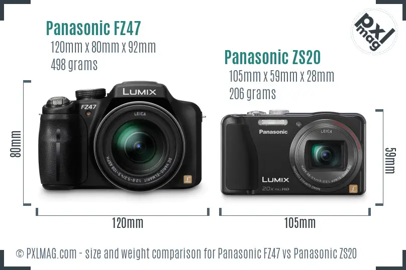 Panasonic FZ47 vs Panasonic ZS20 size comparison