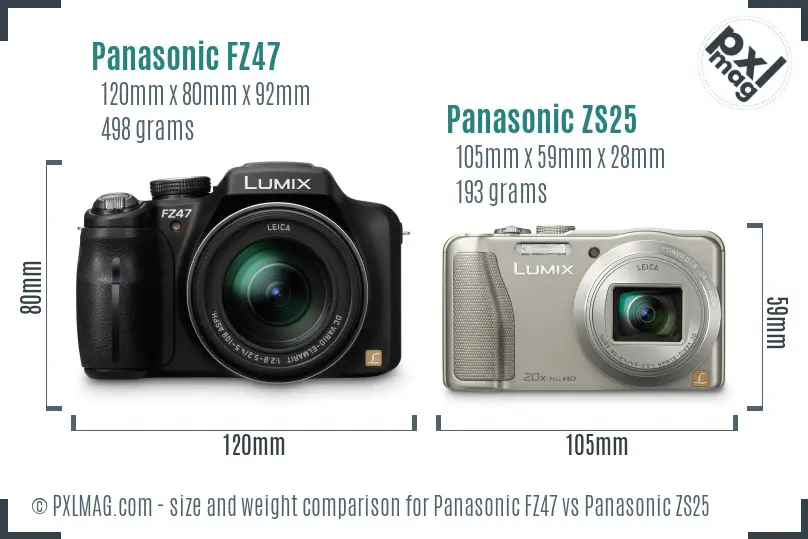 Panasonic FZ47 vs Panasonic ZS25 size comparison