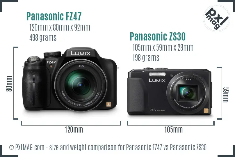 Panasonic FZ47 vs Panasonic ZS30 size comparison