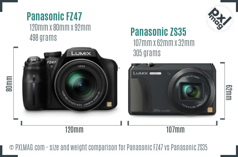 Panasonic FZ47 vs Panasonic ZS35 size comparison
