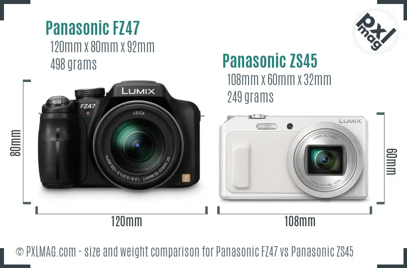 Panasonic FZ47 vs Panasonic ZS45 size comparison