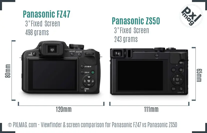 Panasonic FZ47 vs Panasonic ZS50 Screen and Viewfinder comparison