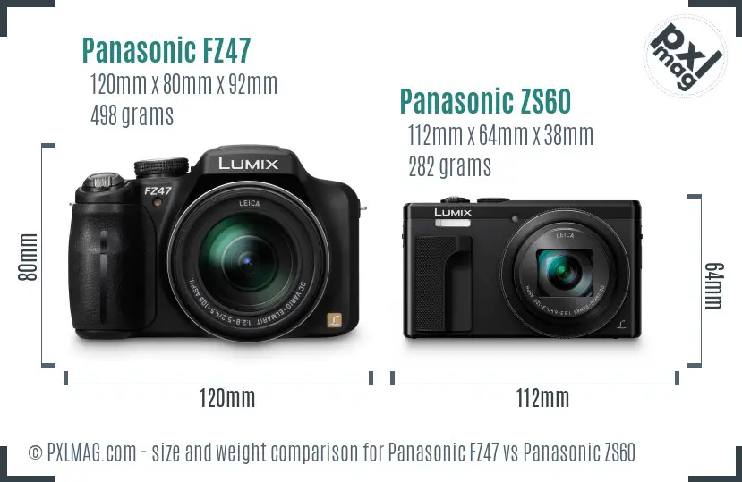 Panasonic FZ47 vs Panasonic ZS60 size comparison