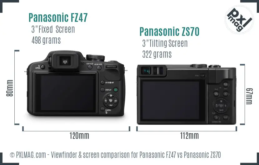 Panasonic FZ47 vs Panasonic ZS70 Screen and Viewfinder comparison