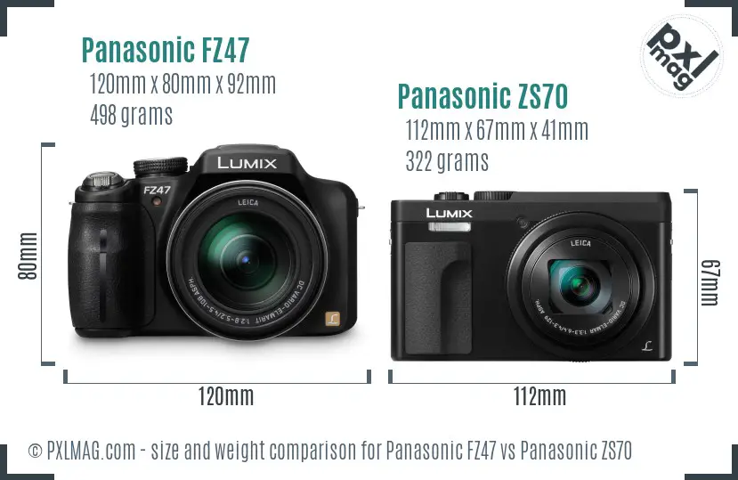 Panasonic FZ47 vs Panasonic ZS70 size comparison